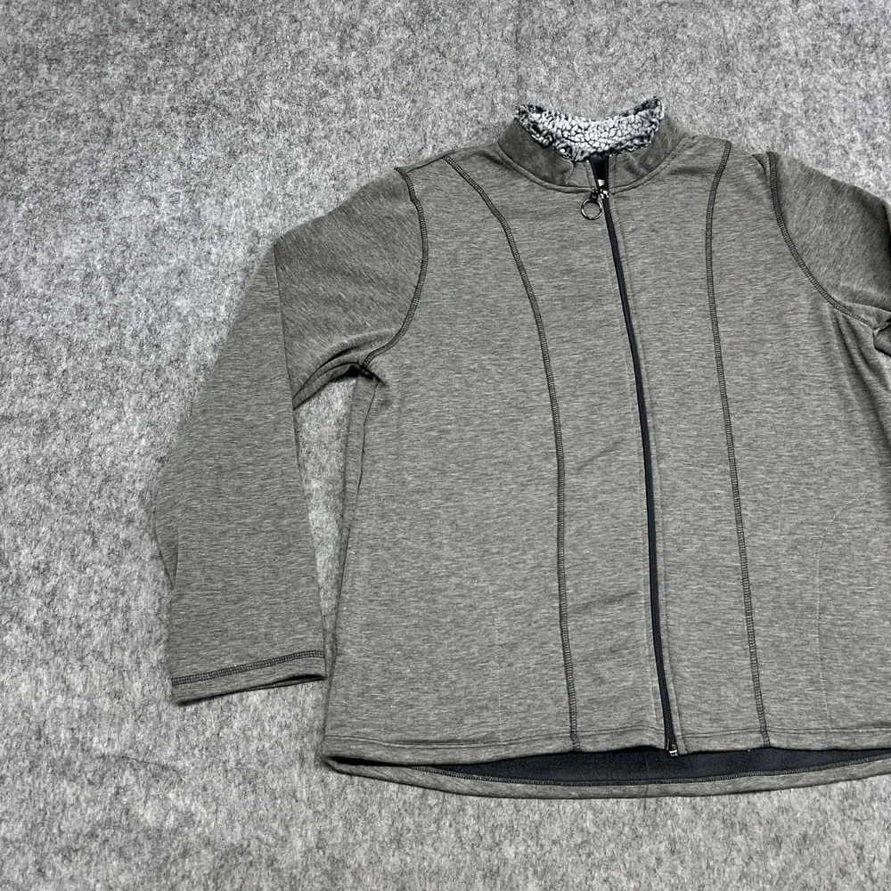 Cuddl Duds Jacket Girls 14-16 Gray Fleece Lined Full Zip‎ Sherpa Collar Casual